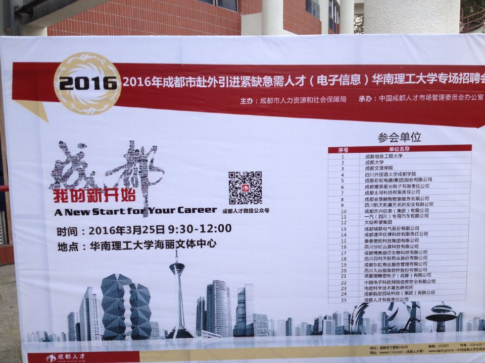 成都乐鱼leyu（中国）集团等25家成都市重点企事业单位赴广州招聘