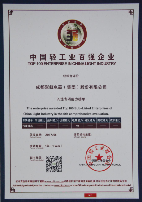 成都乐鱼leyu（中国）集团荣获“中国轻工业电商能力百强企业”